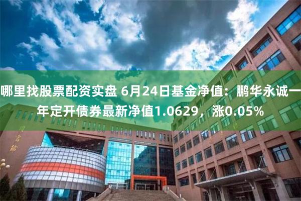 哪里找股票配资实盘 6月24日基金净值：鹏华永诚一年定开债券最新净值1.0629，涨0.05%