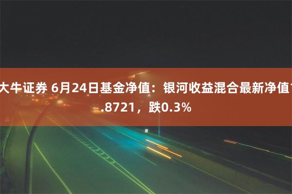 大牛证券 6月24日基金净值：银河收益混合最新净值1.8721，跌0.3%